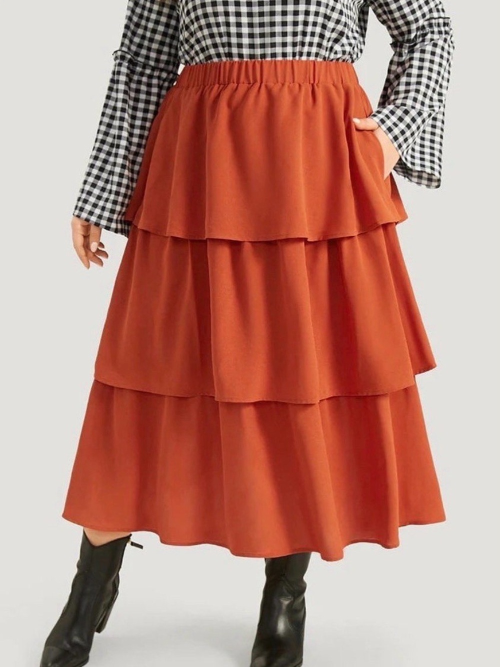 Size 14 - 16 • 1x • BloomChic • Halloween Layered Flutter Hem Woven Skirt